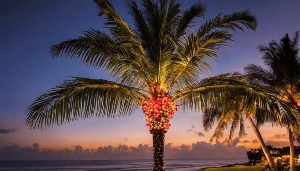 Christmas lights palm trees