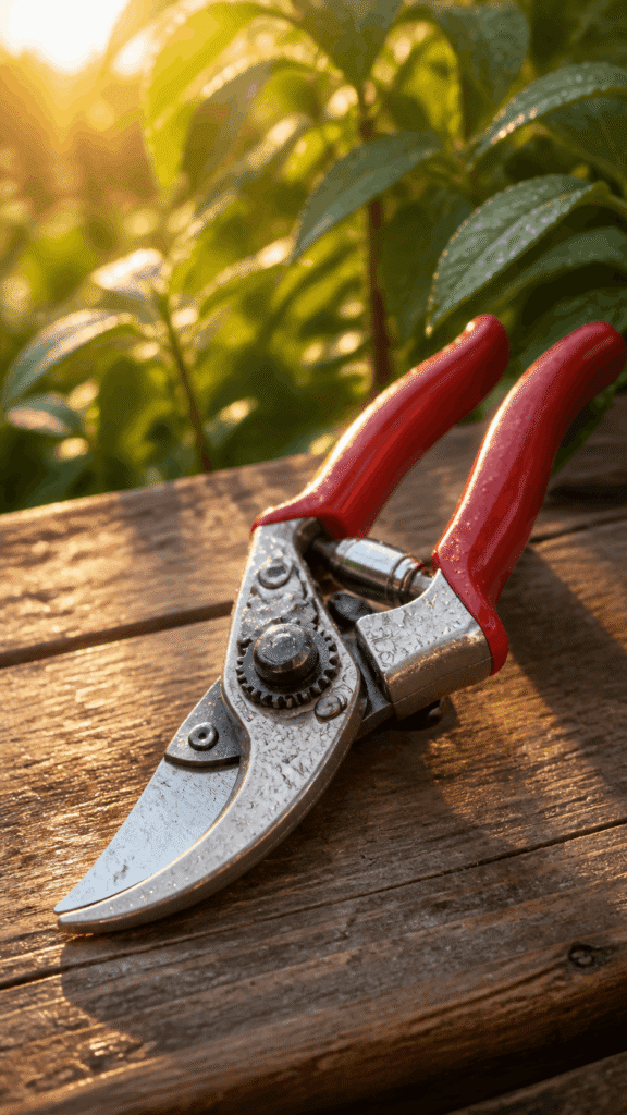 remove rust from pruning shears