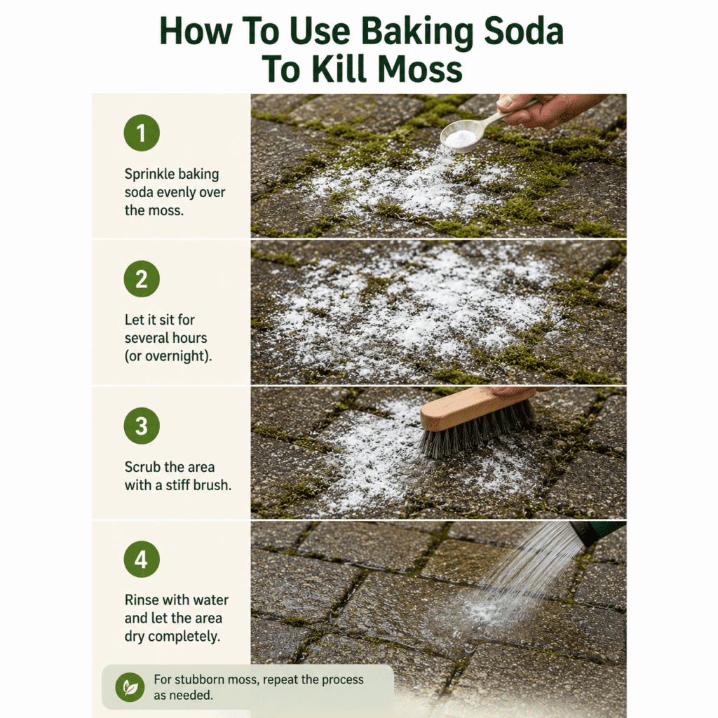kill moss on driveway pavers naturally using baking soda