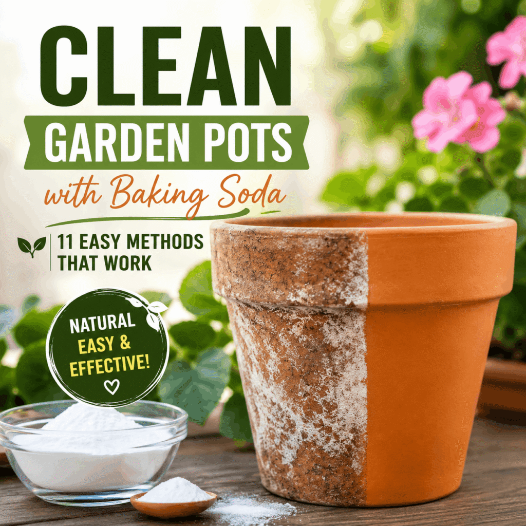 clean flower pots with baking soda