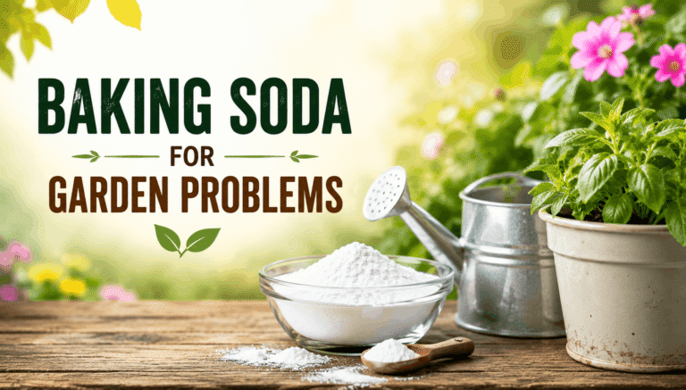 Baking soda for garden problems with healthy plants and natural gardening supplies