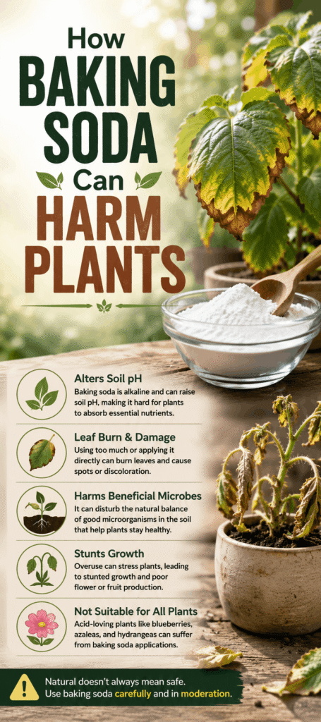 Can baking soda harm plants