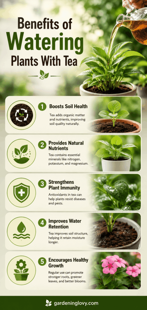 watering plants with tea