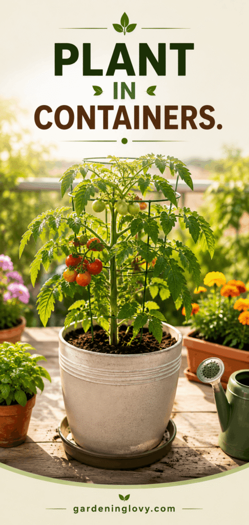 Plant tomatoes in containers.