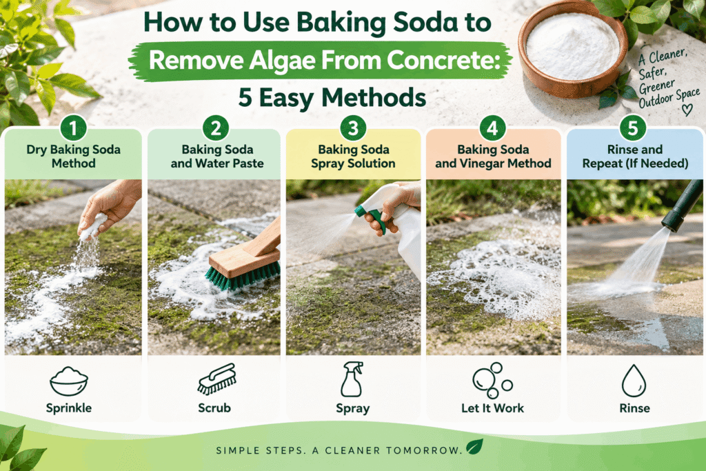 Cleaning algae from concrete naturally