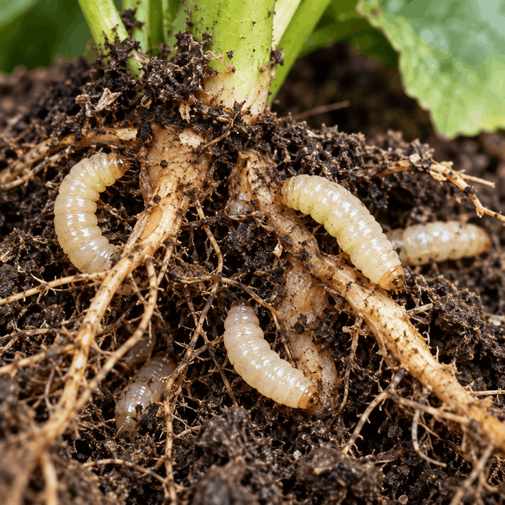 maggots in garden soil